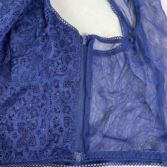 Victoria's Secret Navy Blue Lace Corset Back Bustier Top EUC Sz. M - Picture 5 of 6